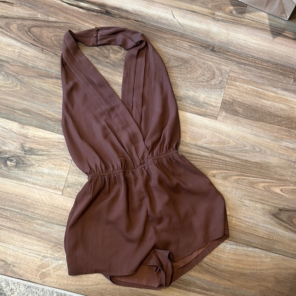 superdown Brown Halter Jumpsuit